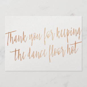 Copper "Thank you" for wedding band, musician, DJ Thank You Card