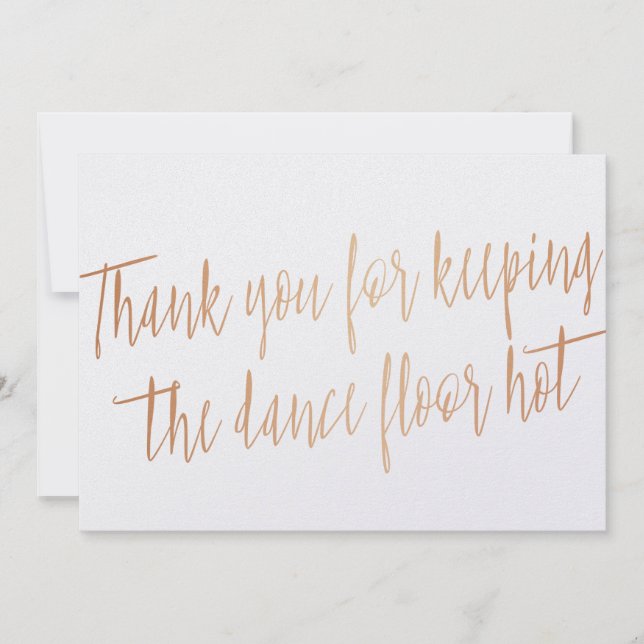 Copper "Thank you" for wedding band, musician, DJ Thank You Card (Front)