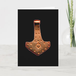 Copper Thor Hammer black greeting card