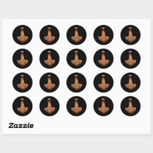 Copper Thor Hammer black small round stickers