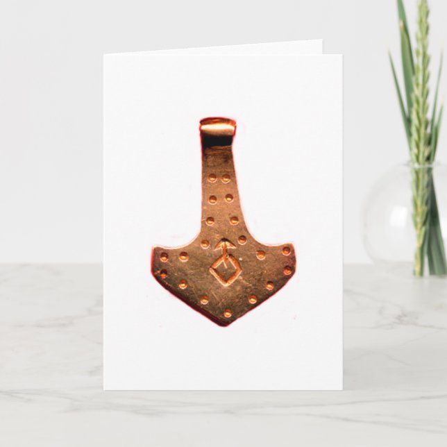 Copper Thor Hammer white greeting card (Front)