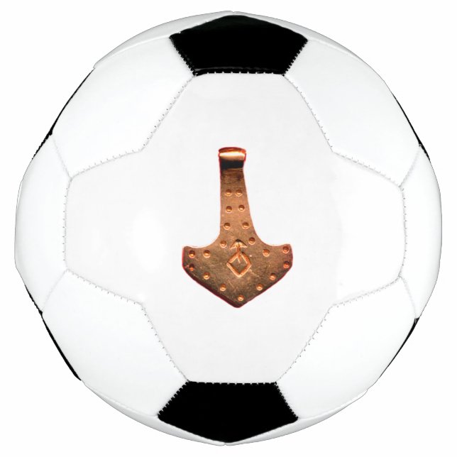 Copper Thor Hammer white soccer ball (Front)