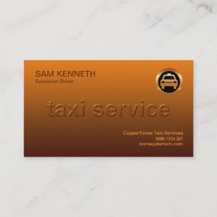 Copper Tones Embossed "Taxi Service" Business Card