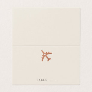 Copper Travel Theme Aeroplane Place Card