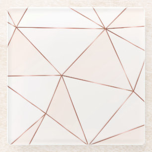 Copper triangles, metallic, glitter, polygonal. glass coaster