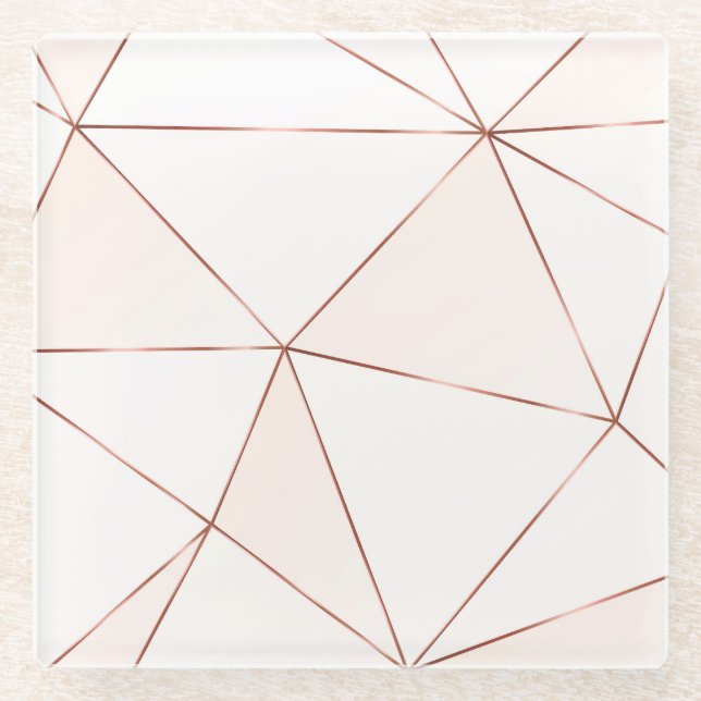 Copper triangles, metallic, glitter, polygonal. glass coaster (Front)