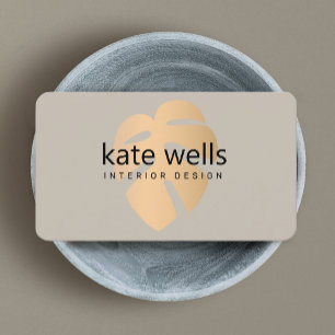 Copper Tropical Leaf Interior Decorator Business Card