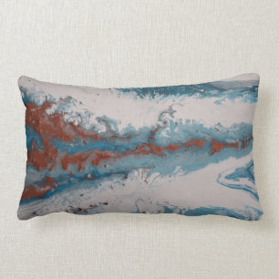 Copper Turquoise Abstract Blue Modern Contemporary Lumbar Cushion