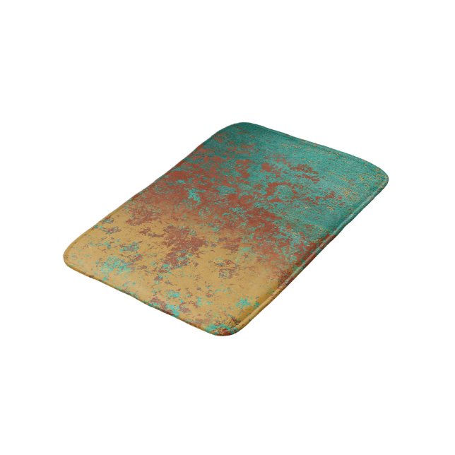 Copper Turquoise Blue Orange Brown Texture  Bath Mat (Angled)