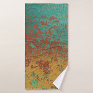 Copper Turquoise Blue Orange Brown Texture Bath Towel Set