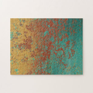 Copper Turquoise Blue Orange Brown Texture Jigsaw Puzzle