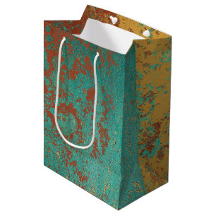 Copper Turquoise Blue Orange Brown Texture Medium Gift Bag