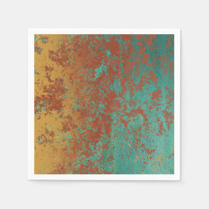 Copper Turquoise Blue Orange Brown Texture Napkin