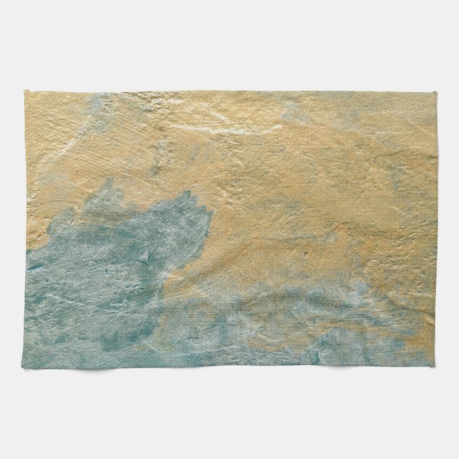 Copper Turquoise Faux Finish Tea Towel (Horizontal)