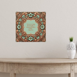 Copper Turquoise Fillagree Frame Bible Verses  Poster