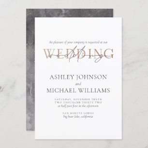 COPPER TYPOGRAPHY Hand Lettered Watercolor Wedding Invitation