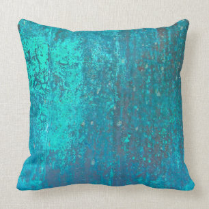 copper verdigris teal abstract modern art design cushion