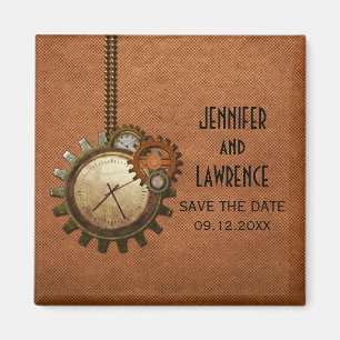 Copper Vintage Clock Save the Date Magnet