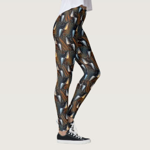 Copper Waves Abstract Geometric Flow Pattern 1303 Leggings