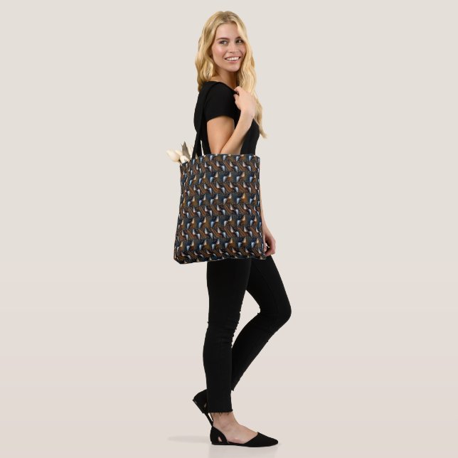 Copper Waves Abstract Geometric Flow Pattern 1303 Tote Bag (On Model)