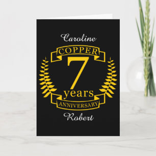 Copper wedding anniversary 7  years card