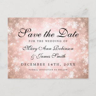 Copper Winter Wonderland Elegant Save The Date Announcement Postcard