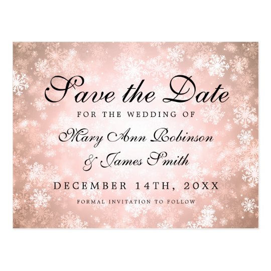 Copper Winter Wonderland Elegant Save The Date Postcard