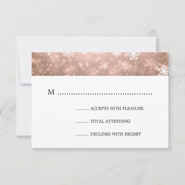 Copper Winter Wonderland Elegant Wedding RSVP (Front)