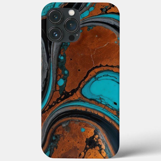 Copper with Turquoise abstract Case-Mate iPhone Case (Back)
