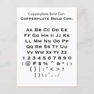 Copperplate Bold Con. - Zazzle Font Sampler Sheet Postcard