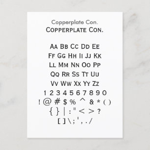 Copperplate Con. - Zazzle Font Sampler Sheet Postcard