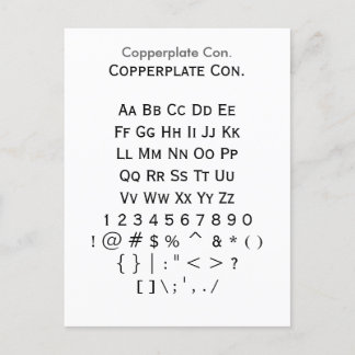 Copperplate Con. - Zazzle Font Sampler Sheet Postcard