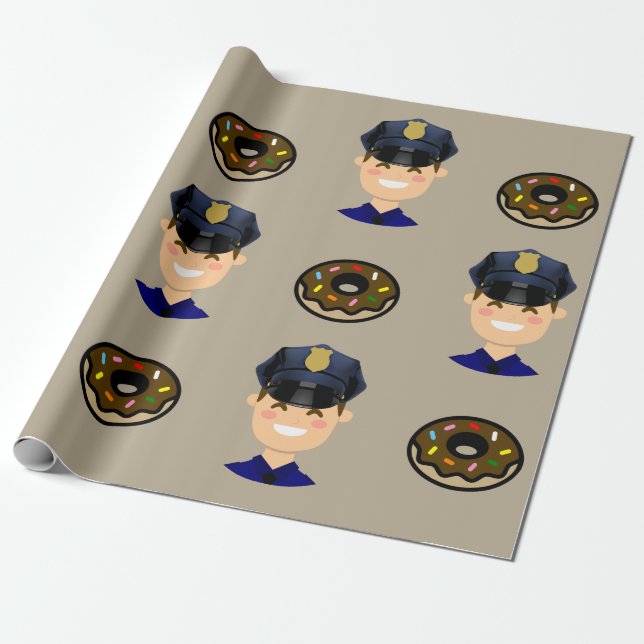 Cops and Doughnuts Wrapping Paper (Unrolled)