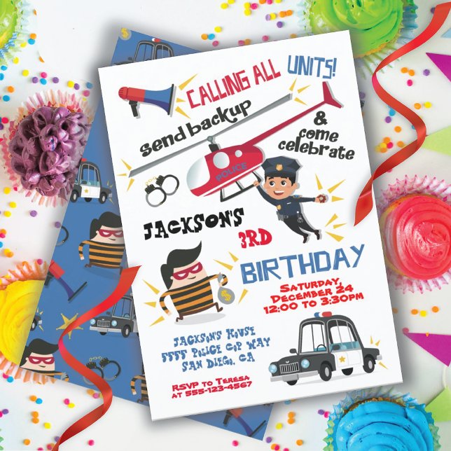 Cops and Robbers Birthday Party Invitation (Creator Uploaded)