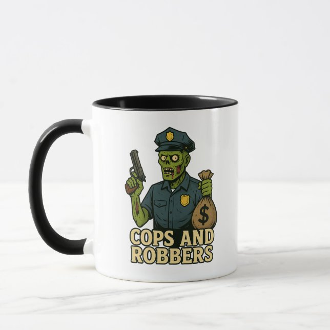 Cops and Robbers Halloween Mug (Left)