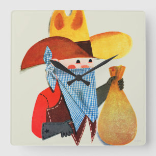 Cops and Robbers Square Wall Clock
