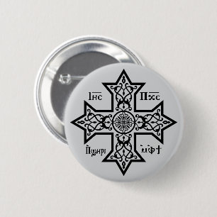 Coptic Cross 6 Cm Round Badge