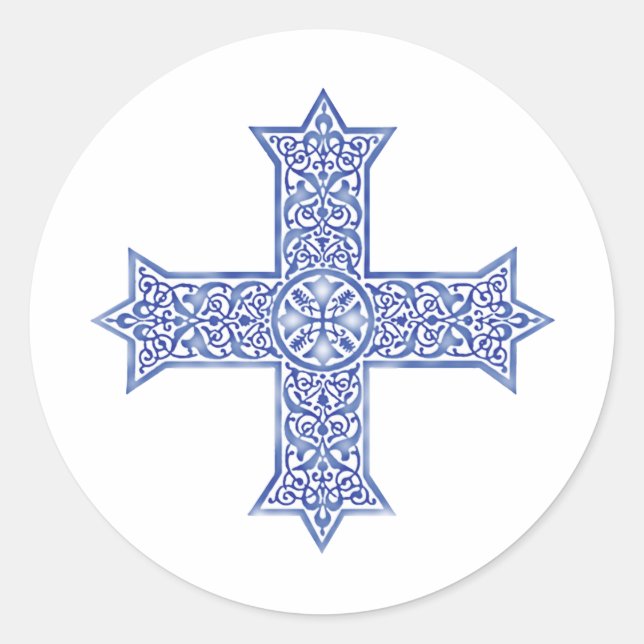 Coptic cross  classic round sticker (Front)