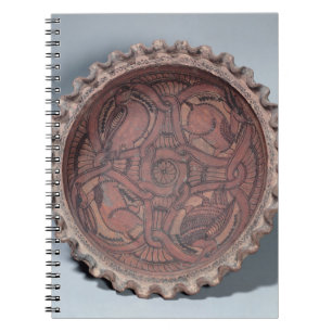Coptic cup, painted terracotta with swag borders, notebook