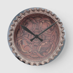 Coptic cup, painted terracotta with swag borders, round clock