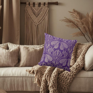Coptic embroidery pattern  - Purple  leaves Cushion