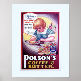 Copy 1930 Old Ad - India: Polson's Coffee & Butter Poster