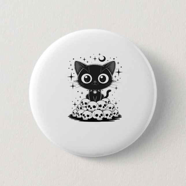 Copy of Cat Skulls Creepy Cute Kitty Goth Black Al 6 Cm Round Badge (Front)