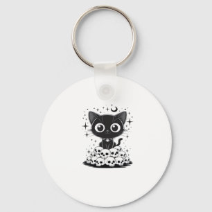 Copy of Cat Skulls Creepy Cute Kitty Goth Black Al Key Ring