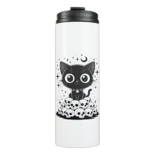 Copy of Cat Skulls Creepy Cute Kitty Goth Black Al Thermal Tumbler