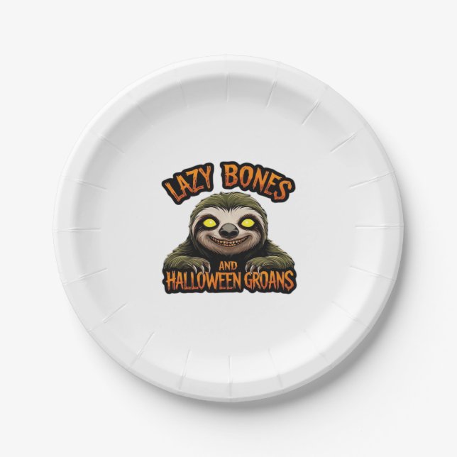 Copy of Lazy Bones and Halloween Groans - Creepy S Paper Plate (Front)