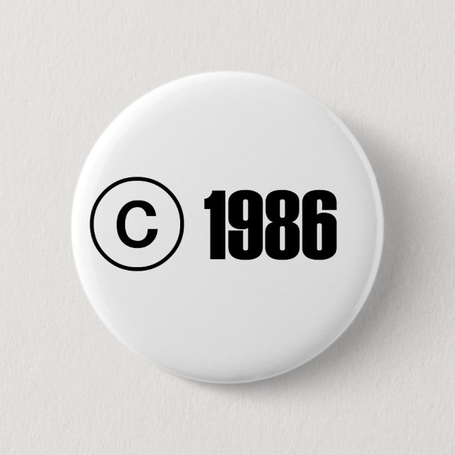 Copyright 1986 6 cm round badge (Front)
