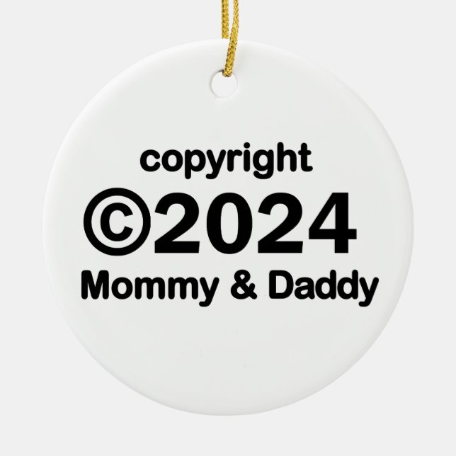 Copyright 2019 Mummy and Daddy Ceramic Ornament (Front)