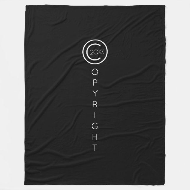 Copyright Modern Typographical Black Fleece Blanket (Front)