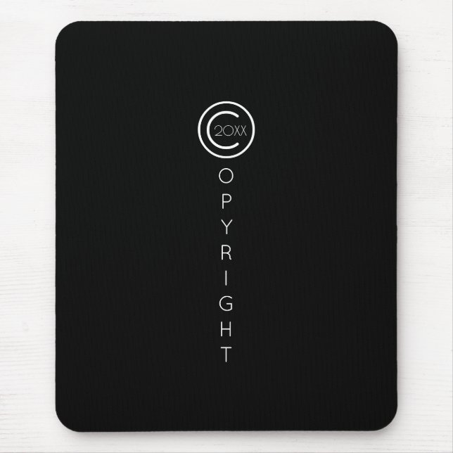 Copyright Modern Typographical Black Mouse Pad (Front)